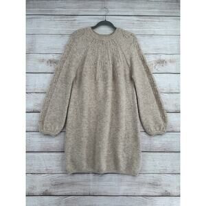 Boden Crewneck Sweater Dress Womens 10 Beige Stretch Wool Alpaca Blend